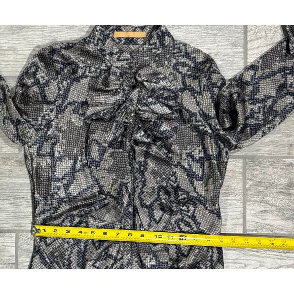 GENDER BIAS Women's Silk Ruffle Blouse Sz Small Snake Print Long Sleeve Mob Wife - Picture 12 of 12